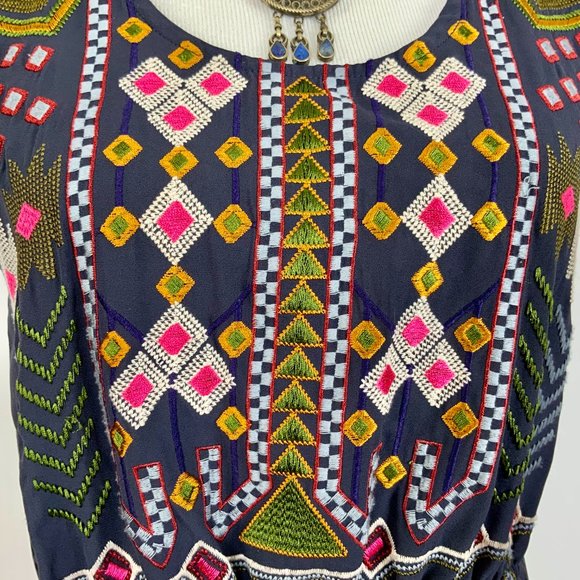 Anthropologie One September Barranco BOHO Embroidered Top Tunic  Sz M - Picture 4 of 16